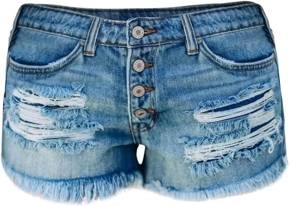 Denim Shorts Women Plus Size Trendy High Rise Stretch Mom Short Jeans Solid Raw Hem Hot Short Pants