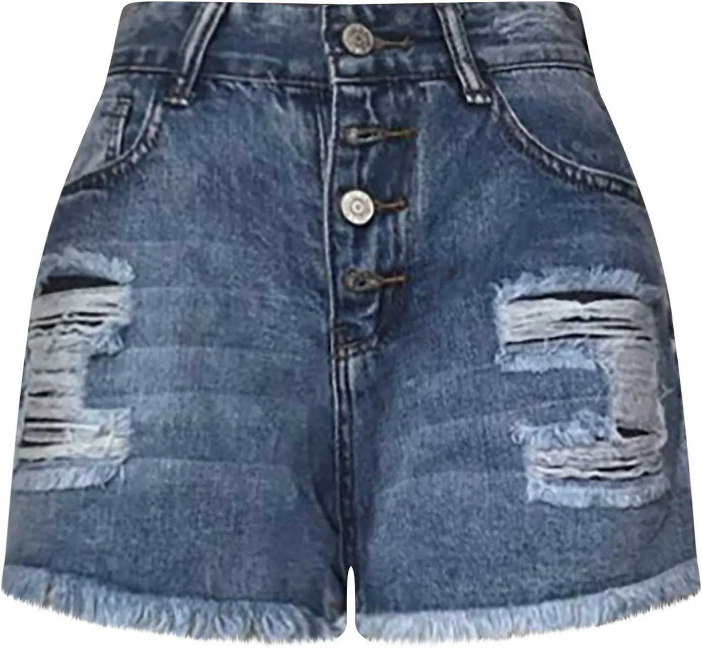 Denim Shorts Women Sexy Cute Mid Waisted Stretch Boyfriend Jean Shorts Pure Color Frayed Hem Hot Short Pants