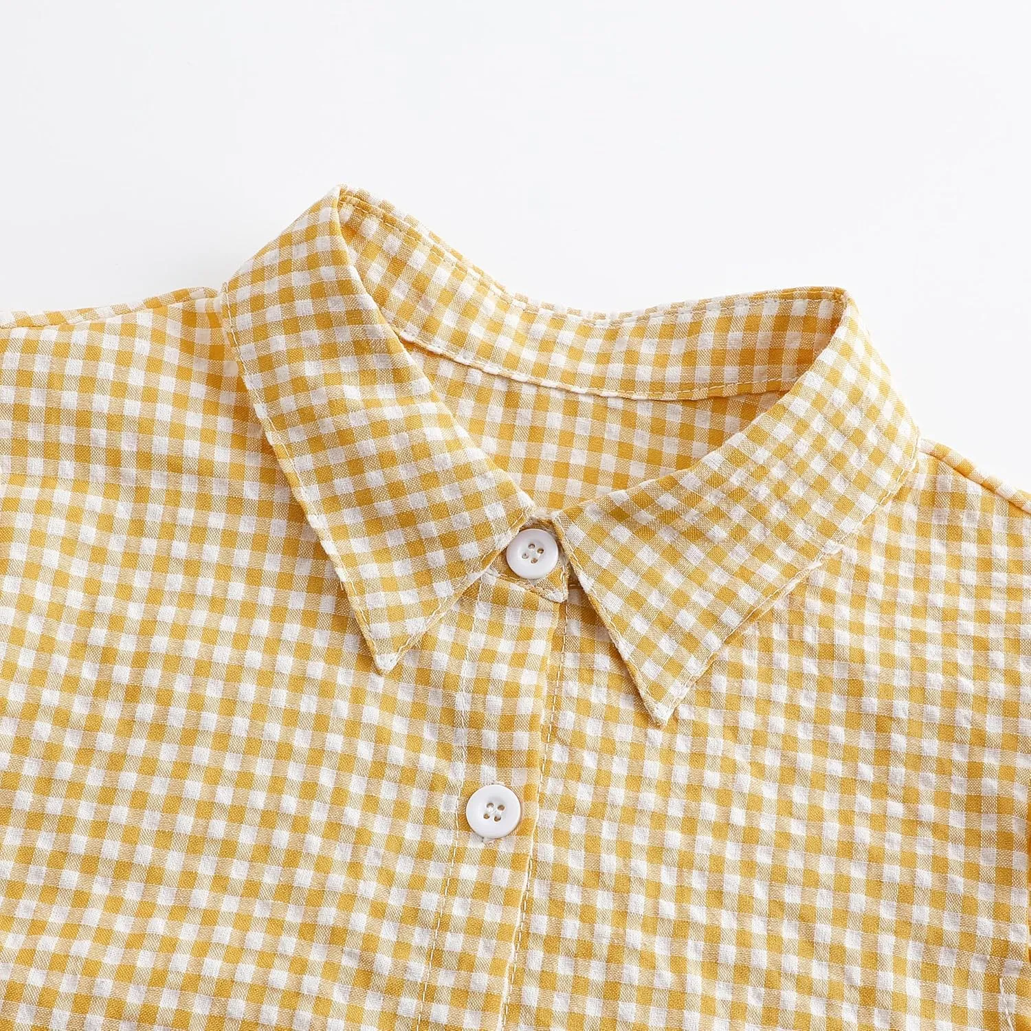 Girls Sleeveless Button Down Shirt Plaid Crop Tank Tops Summer Tie Knot Ruffle Sleeve Shirts Blouses