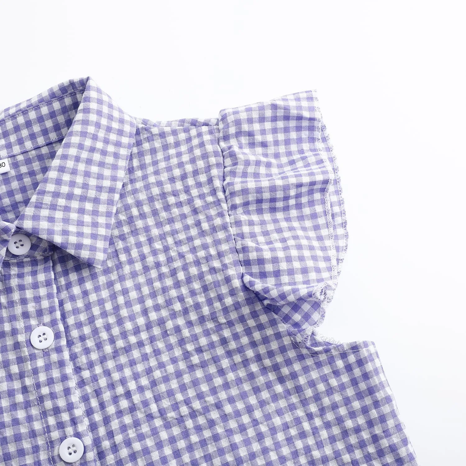 Girls Sleeveless Button Down Shirt Plaid Crop Tank Tops Summer Tie Knot Ruffle Sleeve Shirts Blouses