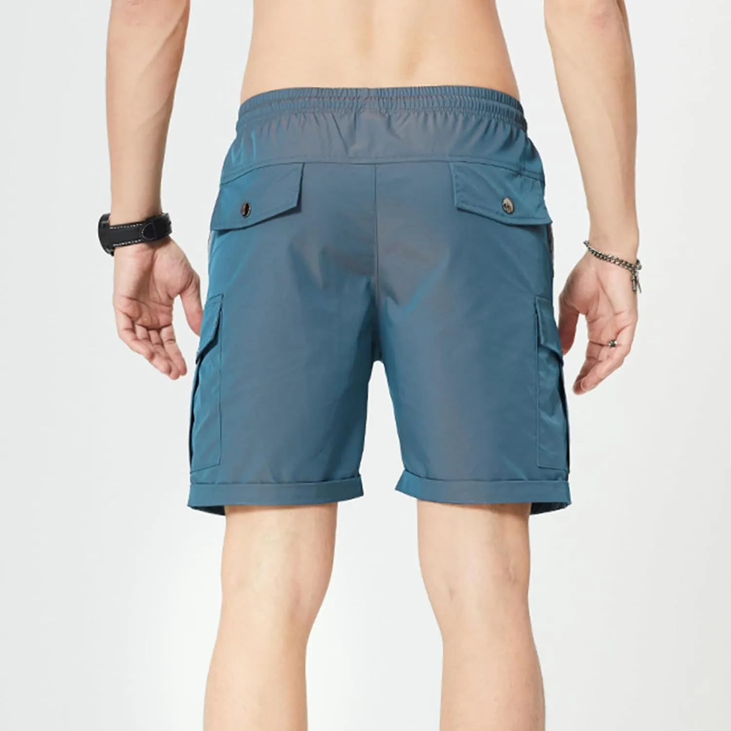 Mens Cargo Shorts 2025 Summer Drawstring Elastic Waist Gym Fitness Hiking Running Shorts Novelty discolor Shorts