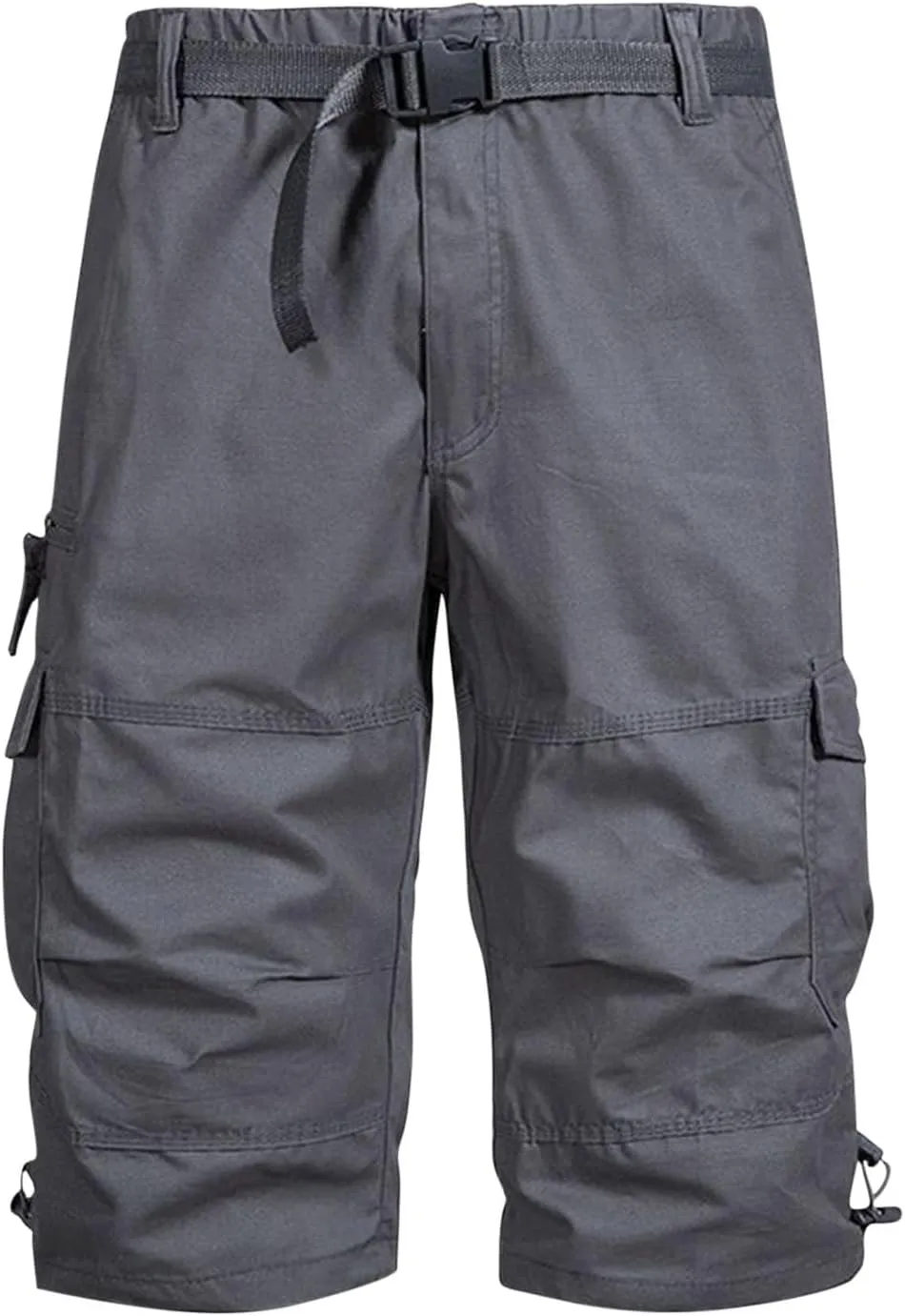 Men's Cargo Shorts Elastic Waist Belted Tactical Shorts Multi Pocket Short Summer Casual Short Work HikingShorts
