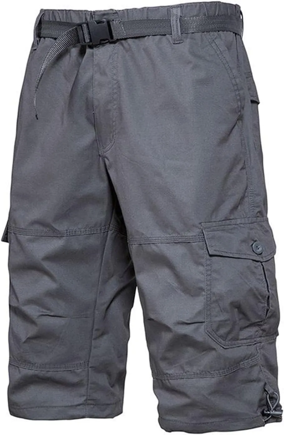 Men's Cargo Shorts Elastic Waist Belted Tactical Shorts Multi Pocket Short Summer Casual Short Work HikingShorts