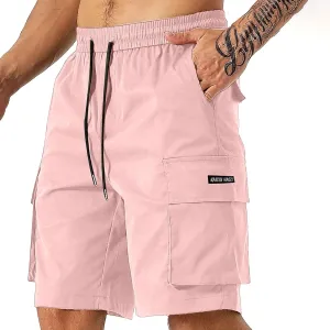 Mens Cargo Work Shorts Elastic Waist Loose Cotton Casual Outdoor Lightweight Golf Hiking Shorts with Multi Pockets