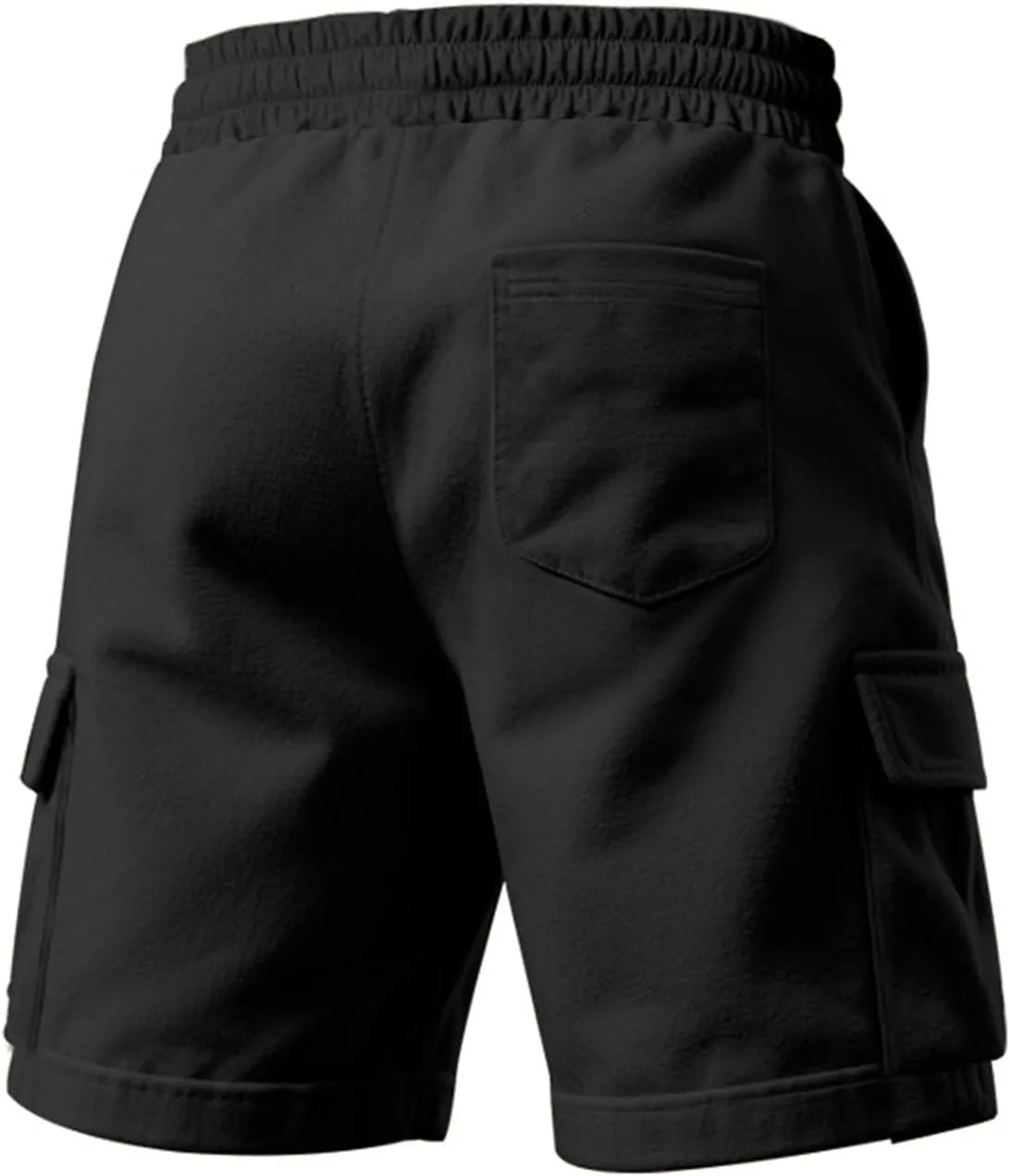 Men's Cotton Cargo Sweat Shorts Heavyweight Elastic Waistband Hiking Work Short Drawstring Casual Shorts
