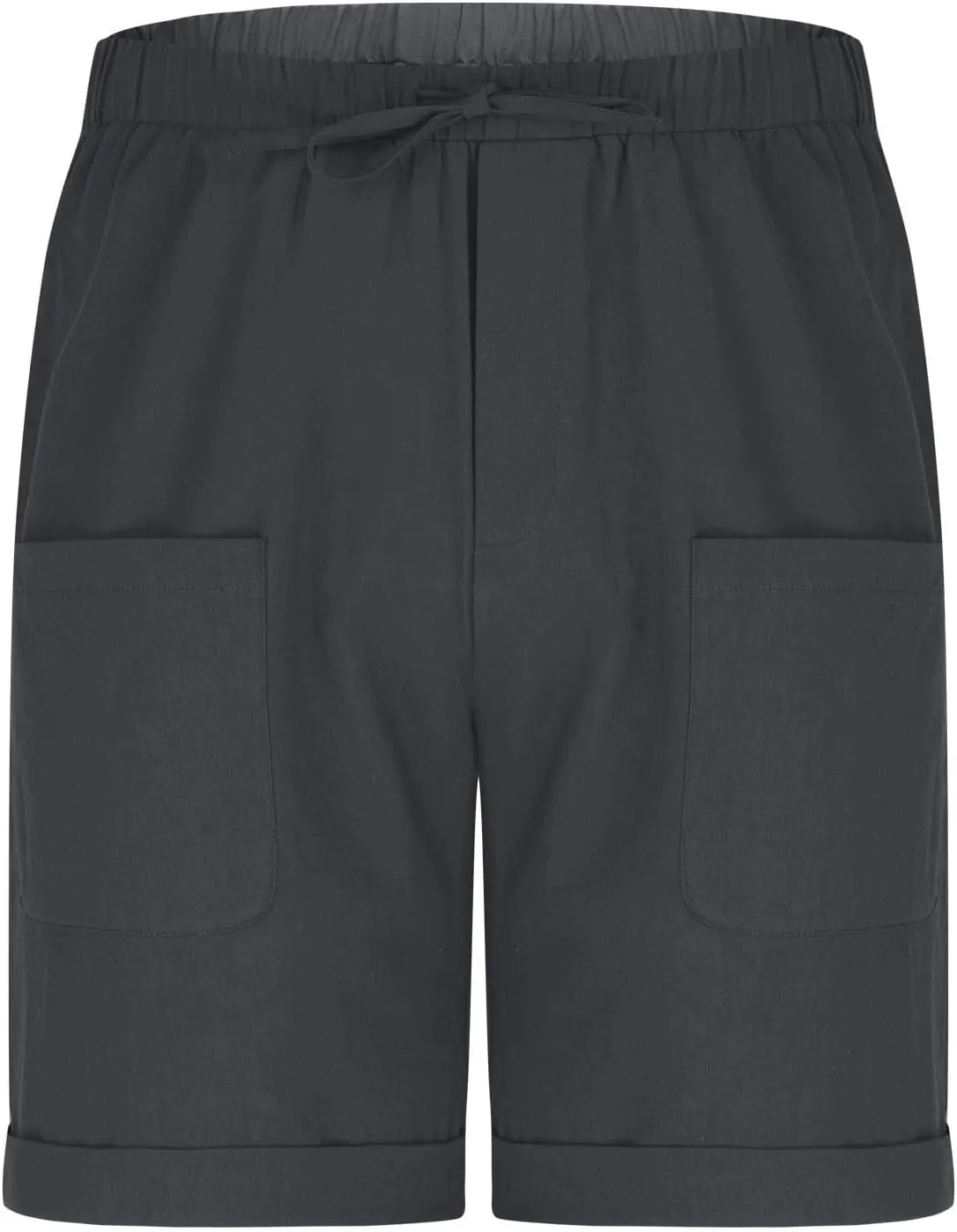 Mens Drawstring Lounge Shorts Elastic Waist Solid Color Cotton Linen Short Summer Casual Loose Shorts with Pockets