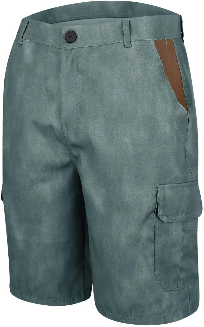 Men's Elastic Waistband Camo Cargo Shorts Relaxed Fit Summer Casual Hiking Workout Capri Shorts with Multi Pockets