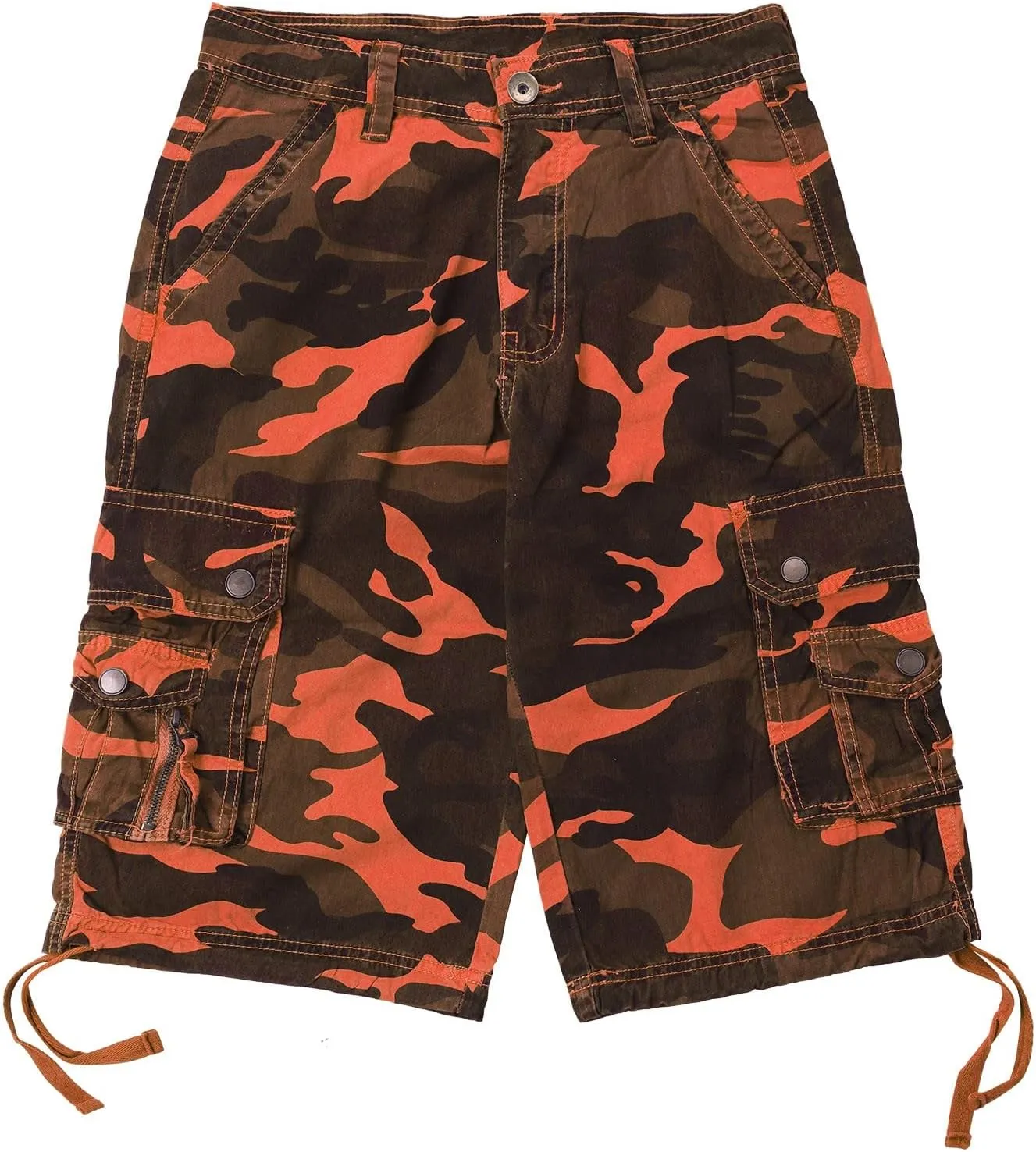 Men's Elastic Waistband Camo Cargo Shorts Relaxed Fit Summer Casual Hiking Workout Capri Shorts with Multi Pockets