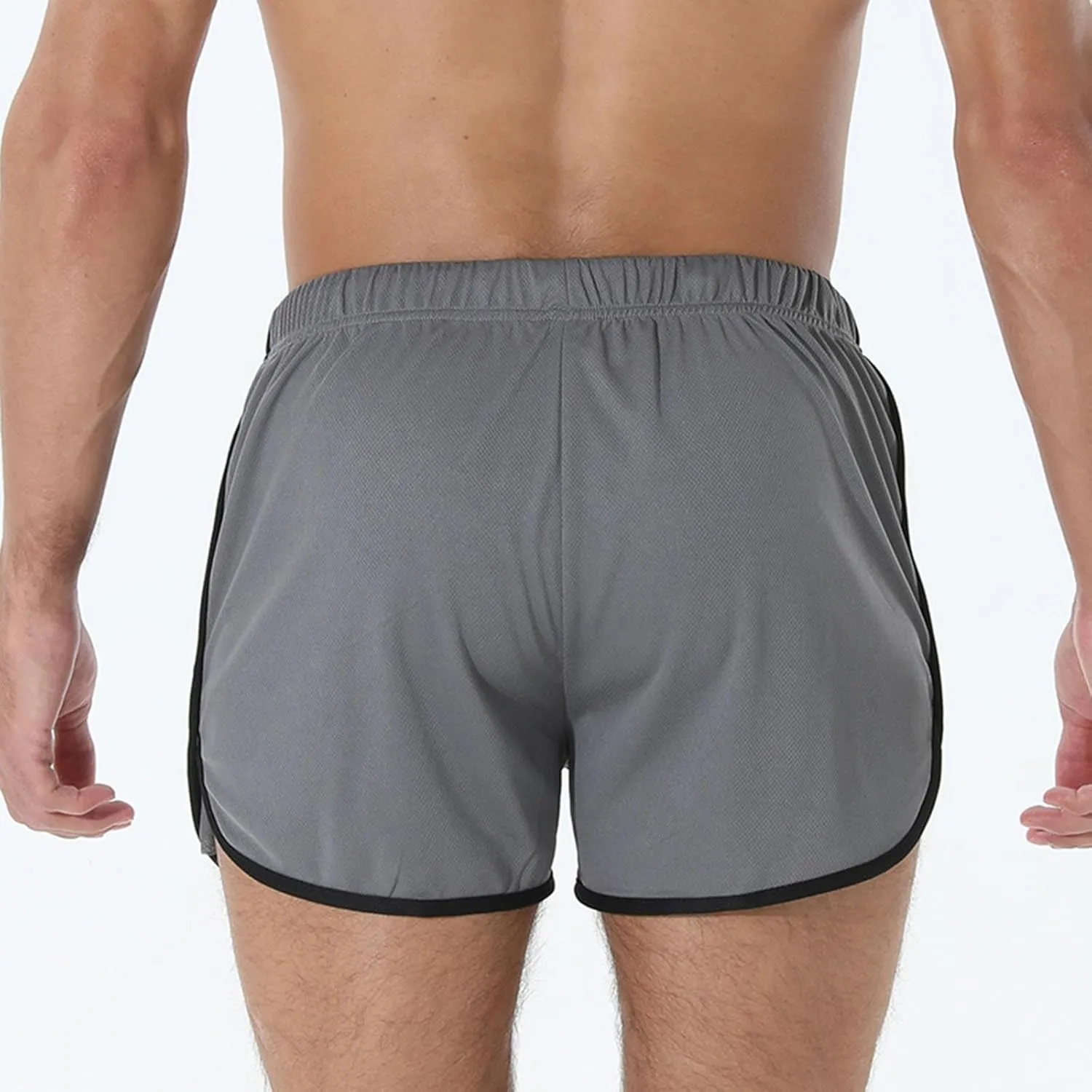 Men's Running Shorts Drawstring Bodybuilding Short Breathing Quick Dry Workout Training Pants with Zipper Pockets