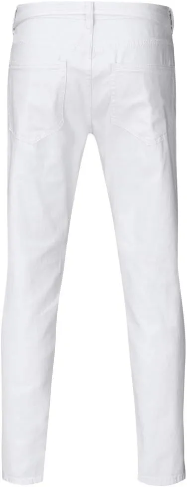 SUWBMHWE Mens Jeans Slim Fit,Mens Ripped Stretch Distressed Destroyed Jeans Skinny Jeans Side Striped Denim Pants