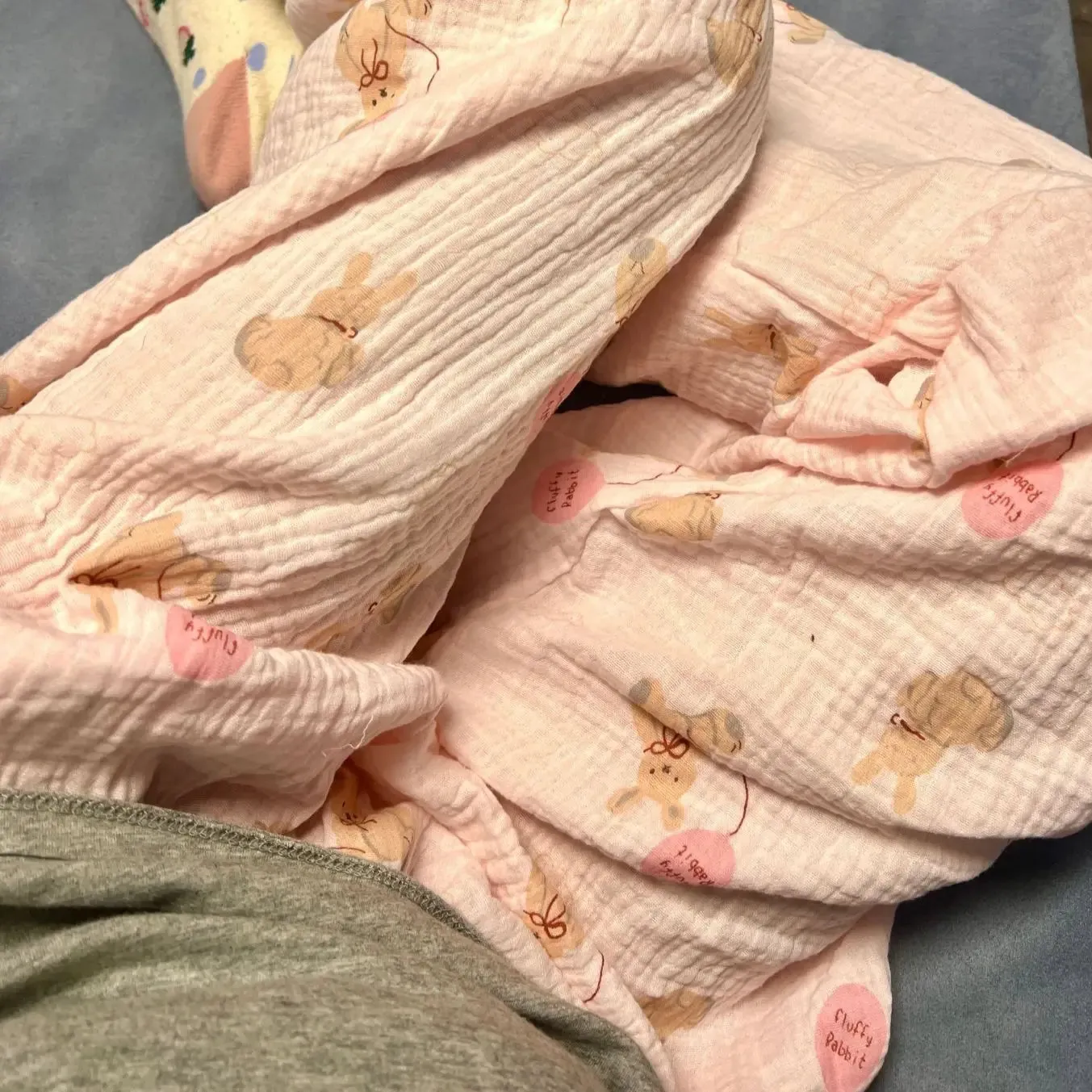 TAVIMART  -  Pink Rabbit Crepe Cloth Gauze Sleeping Pants for Women Autumn/Winter Cute Home Sleeping Bottoms Loose Comfortable Pajama Pants