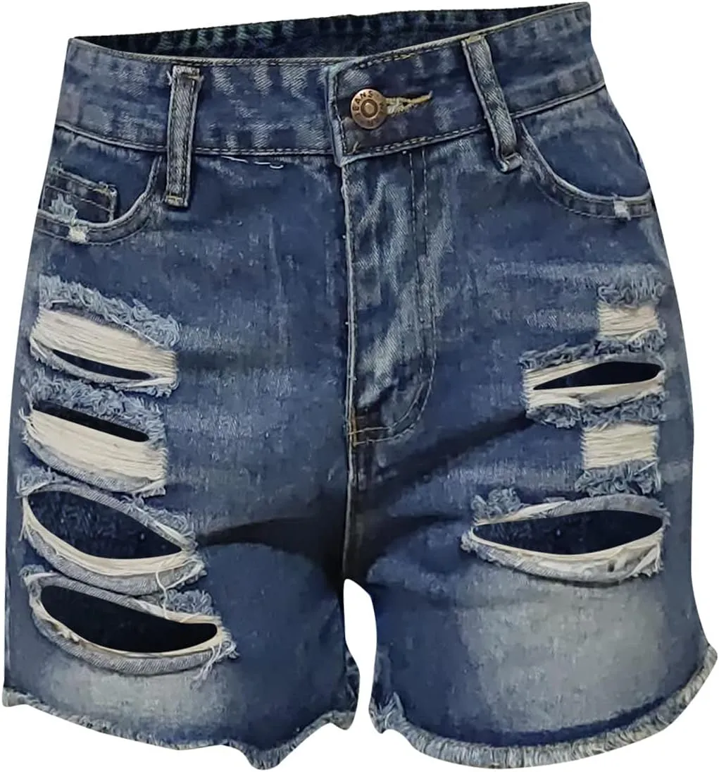 White Denim Shorts for Women Cute Mid Waisted Stretchable Boyfriend Jeans Shorts Solid Raw Hem Hot Shorts