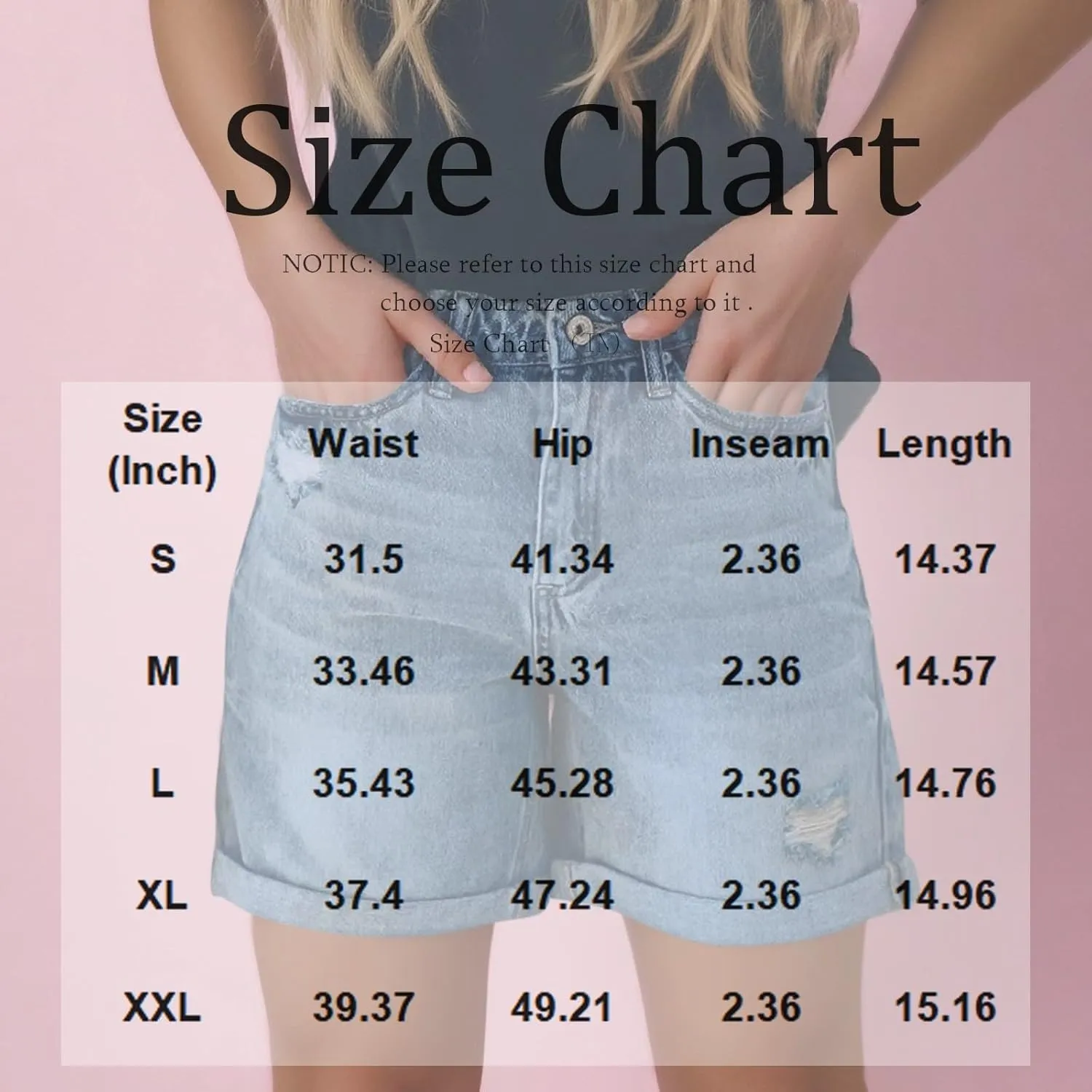 Women Shorts Denim Mid High Waisted Ripped Lightweight Straight Leg Jeans Shorts Cuffed Hem with Pockets Comfy Outfits