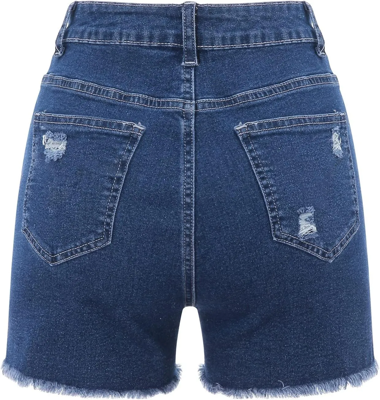 Womens Denim Shorts Mid Rise Ripped Stretchy Distressed Jeans Shorts Pure Color Cute Frayed Hem Hot Shorts