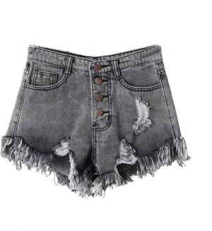 Womens High Waisted Jean Shorts Button Up Ripped Frayed Hem Jorts Shorts with Pockets Summer Dance Sexy Hot Y2K Short