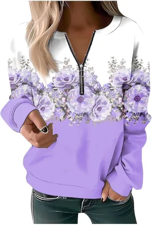 Womens Sweatshirts Quarter Zip Sweatshirts Pullover Casual Zip Up Cute Hoodies 2023 Fall Outfits Athletic Tops