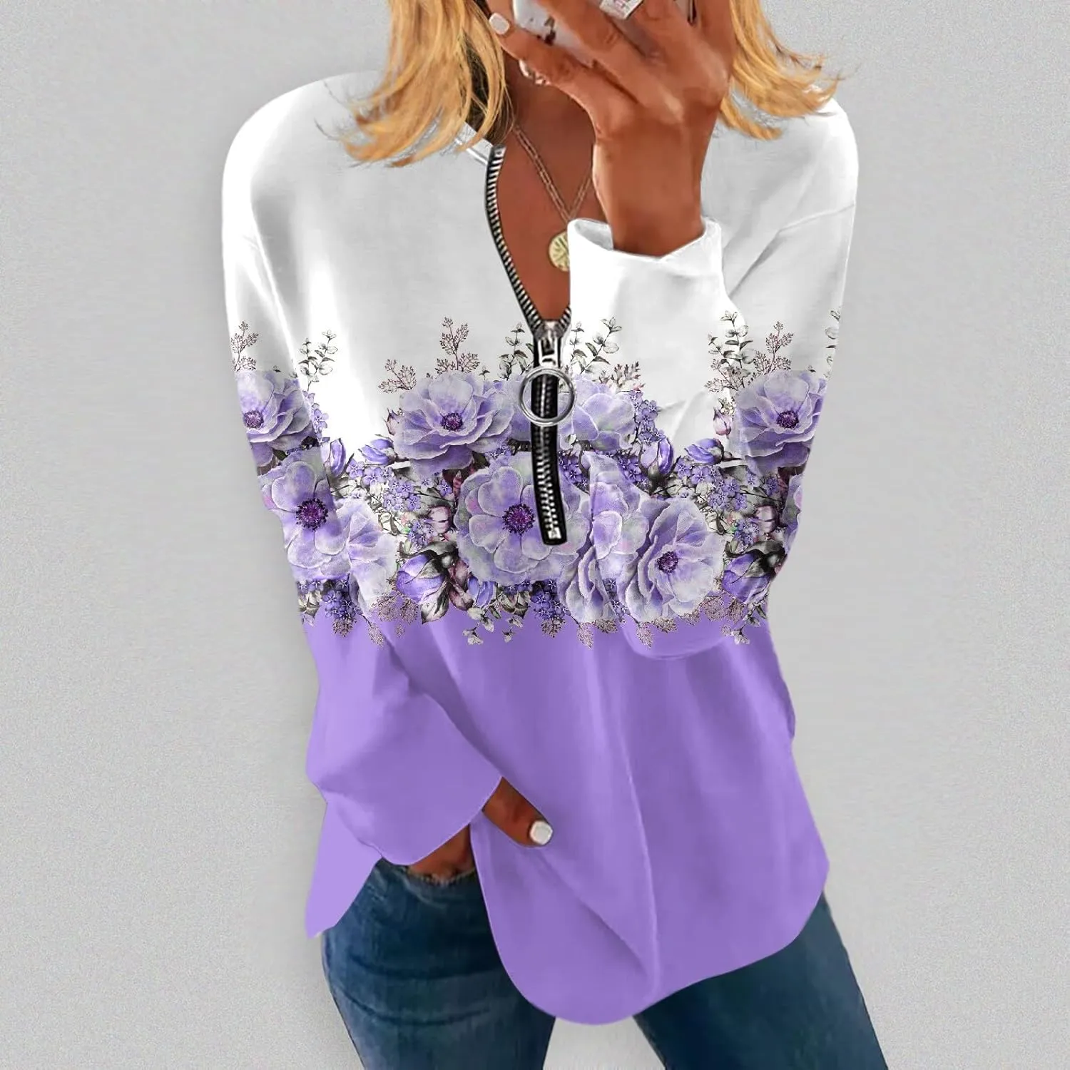 Womens Sweatshirts Quarter Zip Sweatshirts Pullover Casual Zip Up Cute Hoodies 2023 Fall Outfits Athletic Tops