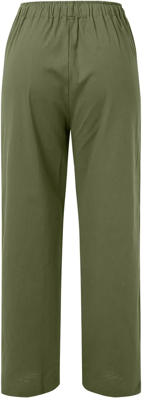 Womens Wide Leg Pants Flowy Palazzo Pants Wide Leg Lightweight Casual Palazzo Pants for Women Petite Short, Large