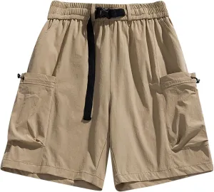 Xiaojmake Men's 7 Inch Hiking Cargo Shorts Elastic Waist Nylon Quick Dry Water Resistant Camping Vacation Trekking Short