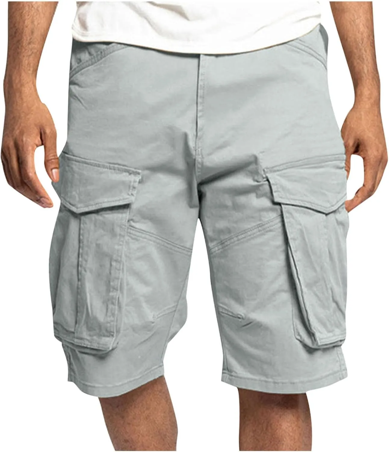 Xiaojmake Mens Cargo Short Twill Cotton Relaxed Fit Running Hiking Shorts Casual Elastic Waist Bermuda Shorts with Pockets