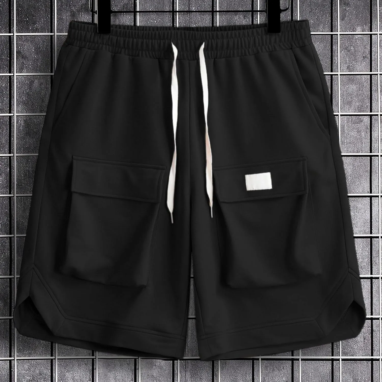Xiaojmake Mens Cargo Shorts Big and Tall Elastic Waist Drawstring Loose Fit Outdoor Cotton Bermuda Short with Multi Pockets
