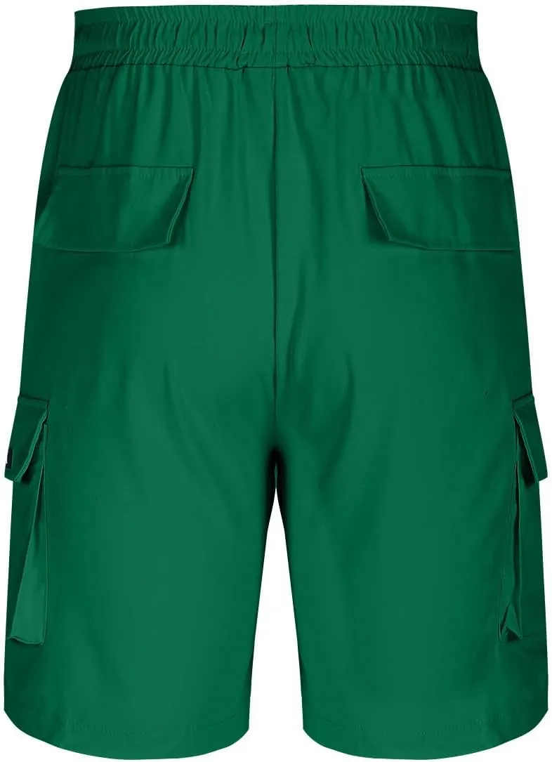 Xiaojmake Mens Cargo Shorts Elastic Waist Running Hiking Bermuda Short Knee Length Cotton Outdoor Lightweight Work Shorts
