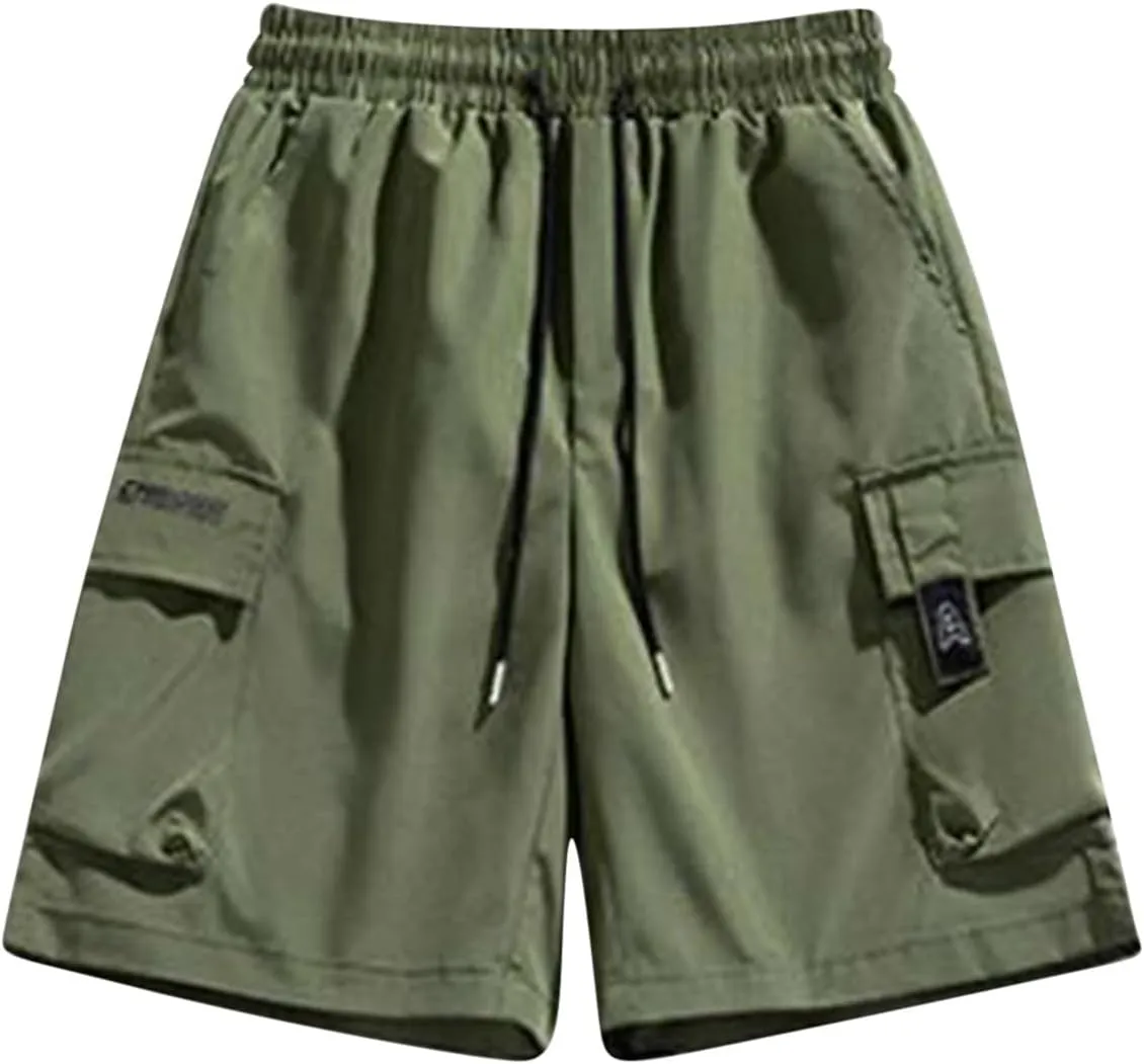 Xiaojmake Mens Casual Shorts Big & Tall Drawstring Elastic Waist Cargo Shorts Causal Running Work Shorts with Pockets