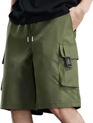 Xiaojmake Mens Casual Shorts Big & Tall Drawstring Elastic Waist Cargo Shorts Causal Running Work Shorts with Pockets