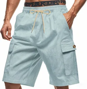 Xiaojmake Mens Corduroy Bermuda Short Running Breathable Summer Beach Shorts Elastic Waistband Drawstring Casual Cargo Short