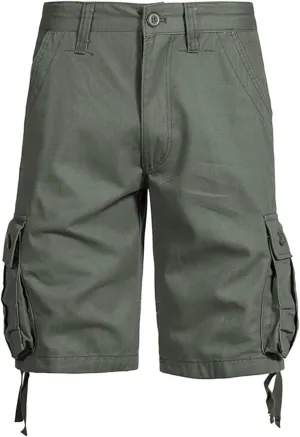 Xiaojmake Mens Hiking Shorts Cotton Twill Bermuda Short 7" Inseam Summer Outdoor Camouflage Workout Shorts with Multi-Pockets