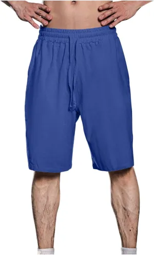 Xiaojmake Mens Pajama Bottom Shorts Lightweight with Pockets Cotton Linen Shorts Drawstring Stretch Waist Casual Beach Shorts
