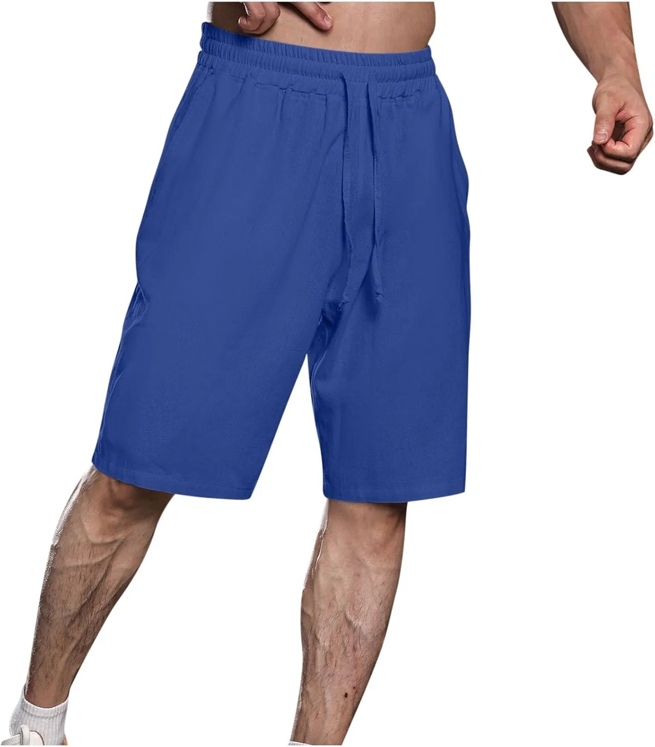 Xiaojmake Mens Pajama Bottom Shorts Lightweight with Pockets Cotton Linen Shorts Drawstring Stretch Waist Casual Beach Shorts