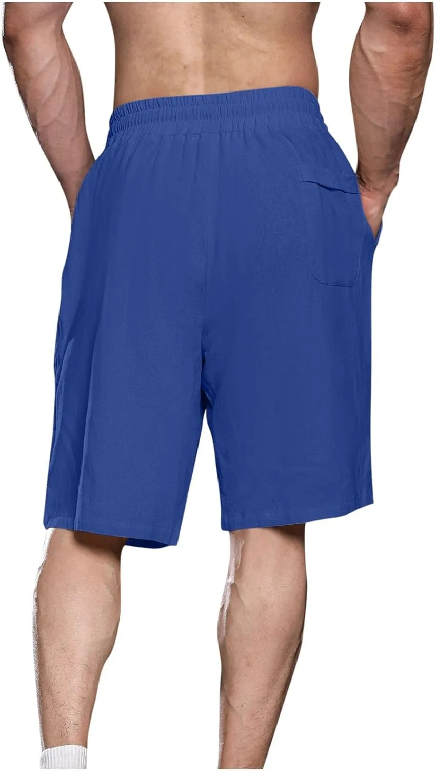 Xiaojmake Mens Pajama Bottom Shorts Lightweight with Pockets Cotton Linen Shorts Drawstring Stretch Waist Casual Beach Shorts