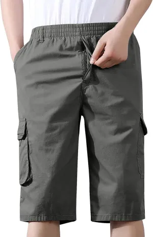 Xiaojmake Mens Stretch Cargo Short 2025 Loose Fit Cotton Flat Front Shorts Outdoor Hiking Work Short Casual Bermuda Shorts