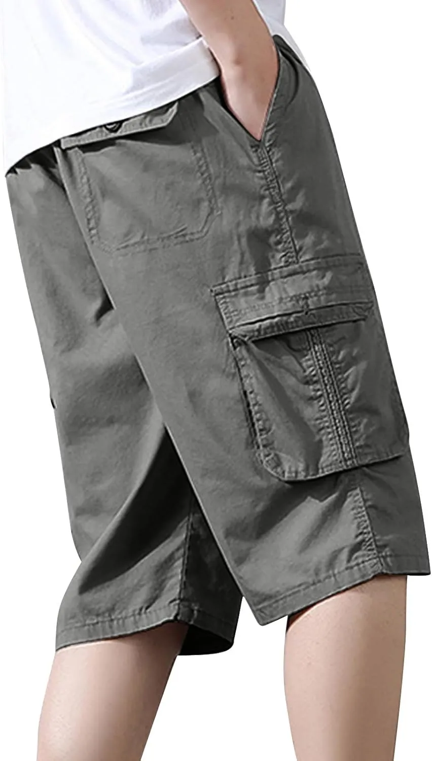 Xiaojmake Mens Stretch Cargo Short 2025 Loose Fit Cotton Flat Front Shorts Outdoor Hiking Work Short Casual Bermuda Shorts