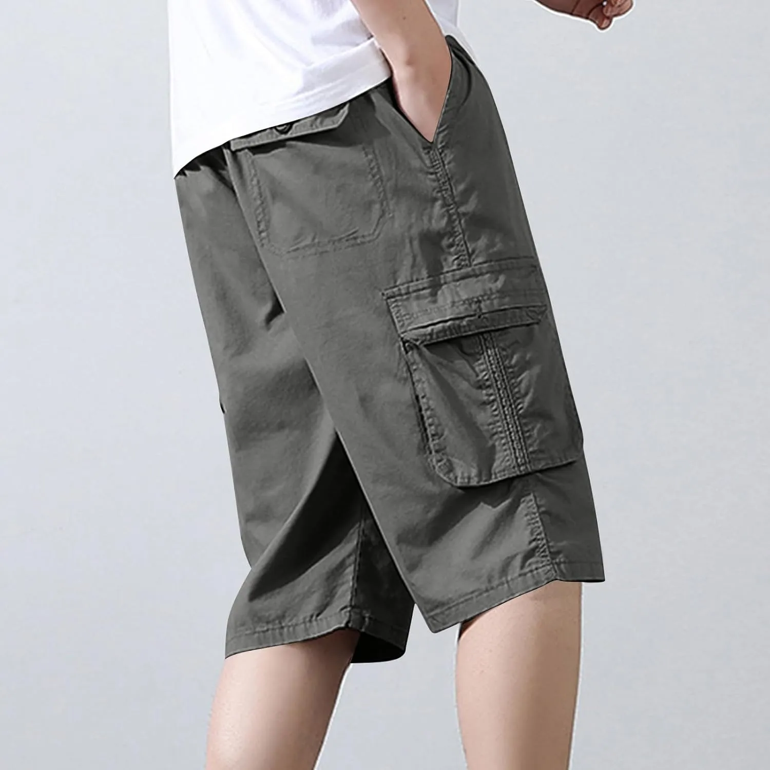 Xiaojmake Mens Stretch Cargo Short 2025 Loose Fit Cotton Flat Front Shorts Outdoor Hiking Work Short Casual Bermuda Shorts
