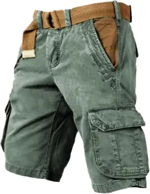 Xiaojmake Men's Twill Cargo Shorts Elastic Waistband Hiking Shorts Summer Casual Cotton Relaxed Fit Work Shorts Big & Tall